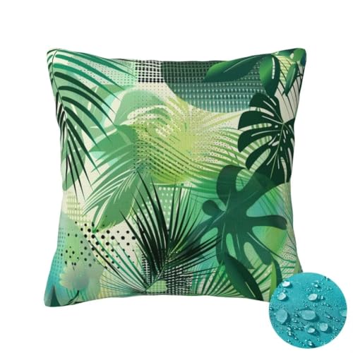 Outdoor Kissen Wetterfest 2 Stück Grün Kissenbezug 40x40cm, Sommer Gartenkissen Deko Outdoor Sitzkissen Wetterfest, Kissenbezüge Pflanze Pillow Cover Outdoorkissen für Balkon Patio Garten Deko -OZ35 von Suuiizaa