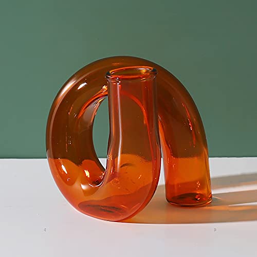 Dekorative Glasvase, minimalistische Blumenarrangement-Vasen, kreativer gebogener Kerzenhalter für Zuhause, Büro, Geschäftsdekoration, Moderne Kunst-Kristall-Blumenvase. von Suuim