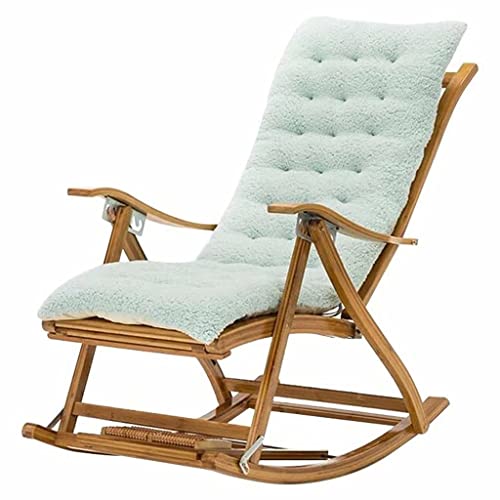 Folding Chair Bamboo Rocking Chair Beach Chair Garden Chair Adjustable Comfortable Headrest Suitable for Garden/Outdoor (Light Blue) von Suuim