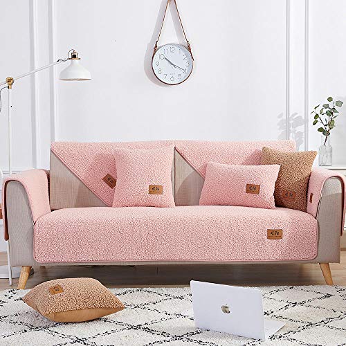 Covers for Sofa,schützt die Couch,Winter 1/2/3/4 Sitzer Sofabezüge,Dicker Plüsch Sofa Protector,Rutschfester Sofabezug für Ledersofa,Wohnzimmer Teppich-Rosa_110 * 210 cm von Suuki