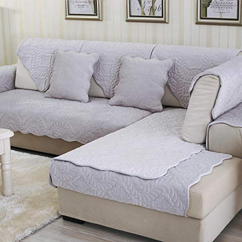 Sessel Schoner,Couch Decken überwurf,Sofa schonbezüge,Sofa überwurf,L-förmiger Sofarettbezug,Blumen-Steppcouch,kurzer,Rutschfester Plüschbezug,Eck-Ledercouchbezüge-grau_90 * 120 cm von Suuki