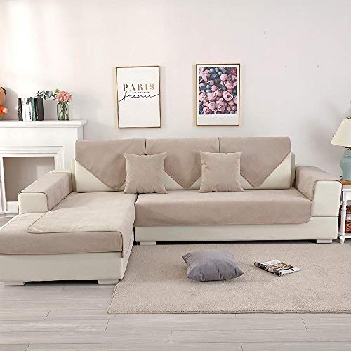 Sofa Überdecke,Sofa-Protektor,Wasserdichter Sofa-Schutz für Haustiere/Kinder,2/3/4 Sitzer Couch Saver Cover,L-förmige Sofabezüge,Cat Dog Pad,Schnittsofa-Schutz-Beige_90 * 180 cm von Suuki