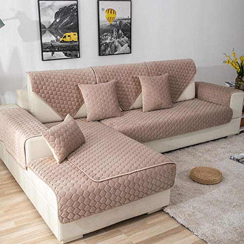 Sofa hussen,Schutzbezug,Stoff 1/2/3/4 Sitzer Couchbezug,Moderne Plüsch Sofasitzbezüge,rutschfeste Massivholz Couch Schonbezug,Möbelschutz-Leichter Kaffee_70 * 180 cm von Suuki