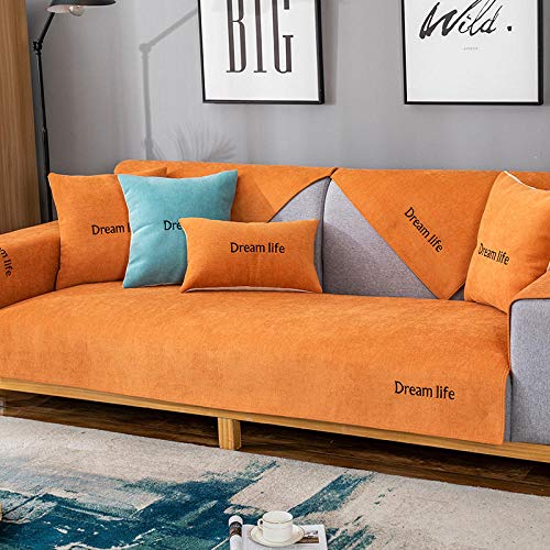 Suuki Couch überzug sofahusse ecksofa,Sofabezüge für Ledersofa und Stoffsofa,Rutschfester Rastplatz-Sofaschutz,Wohnzimmer rutschfeste 2/3/4/5 Sitzer-Orange_45 * 45cm Kissenbezug von Suuki