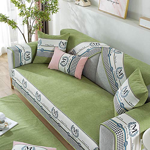 Suuki sofabezug ecksofa,Sofa Decken,Sessel Schoner,Letter Sofa Protector Bezüge für Eckcouch/Chaiselongue,rutschfeste Chenille-Sofabezug,Sofakissenbezug im Wohnzimmer,Sofaschild-Grün_70 * 70 cm von Suuki