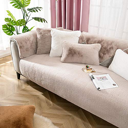 Suuki sofaüberwurf,Sofaschoner,Hochwertiger Plüsch-Sofakissenbezug,Dicke rutschfeste Sofa-Sofabezüge,warme Sofagarnitur,Komfort-Couchschutz-Leichter Kaffee_70 * 150 cm von Suuki