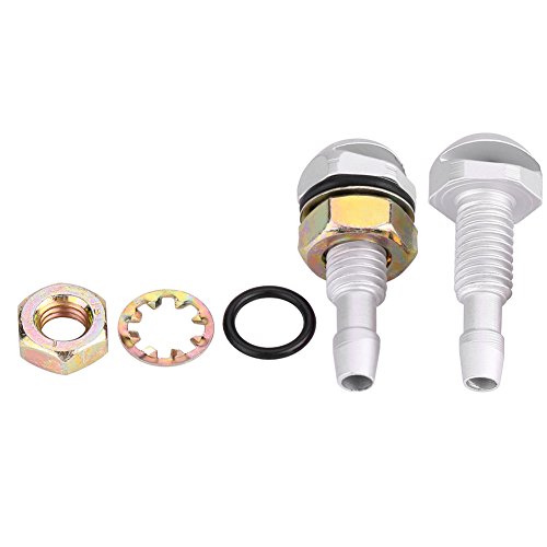 Suuonee Windschutzscheibe Sprayer, 2 Stück Auto Universal Aluminiumlegierung Windschutzscheibe Sprüh Waschdüsen Kit[Silber] von Suuonee