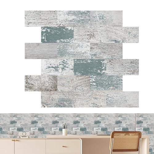 Suusolny 10 Stück Vinyl PVC Fliesenaufkleber 34x29cm Küchenrückwand Selbstklebende Fliesen Klebefliesen Fliesensticker Fliesen Klebefolie für Bad, Küche Strukturierte Oberfläche -Muster J von Suusolny