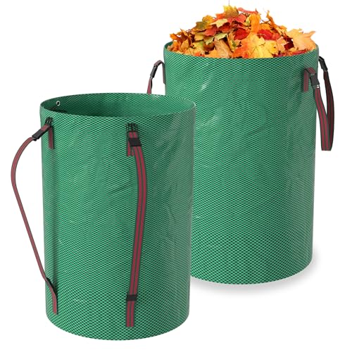 Suusolny 2X 180L Gartensack Grün Laubsack für Gartenabfall Laubsammelsack mit Griffe & Trägern Müllbeutel Tragetasche Faltbar für Gras Laub Hecke Camping-Recyclingbeutel für Blätter Müll Schmutz von Suusolny