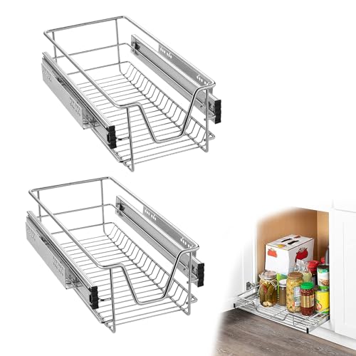 Suusolny 2er Küchenschrank Teleskopschublade Apothekerschrank Schlafzimmerschublade Einsatz Teleskopschienen Ausziehbare Ablage Schrankauszug Küchen Regal Organizer Vollauszug für 30cm Schränke von Suusolny