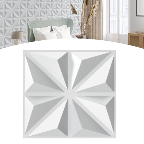 Suusolny 3D Wandpaneele Hochsteifes PVC Dekoren Deckenpaneele Wandverkleidung Wanddeko Wasserfest Paneele Wand 3m², 12 Stück - Strahlen Weiß von Suusolny