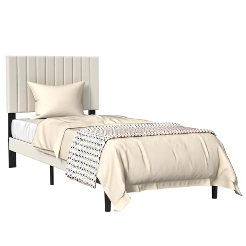 Suusolny Polsterbett Bettgestell mit Kopfteil aus Plüschstoff und Lattenrost Einzelbett Doppelbett Einfache Montage mit Installationstools Bettrahmen Bis 300KG Beige Yellow - 90 x 200 cm Suusolny Polsterbett Bettgestell mit Kopfteil aus Plüschstoff und Lattenrost Einzelbett Doppelbett Einfache Montage mit Installationstools Bettrahmen Bis 300KG Beige Yellow - 90 x 200 cm von Suusolny