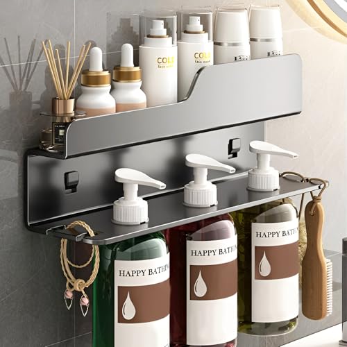 Suuwwn Duschablage Ohne Bohren 2 Stück zweilagig Duschregal Duschkorb Badezimmer Organizer Rostfreier Stahl Wandmontiertes Badezimmer Regal Bad ZubehöR mit 2 Klebeflächen von Suuwwn