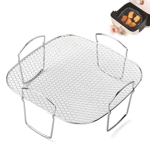 Suuwwn Gitter für Heißluftfritteuse，Heißluftfritteuse Grillrost Zubehör auf 304 Edelstahl Airfryer Rack für Grill Trockner Dampfer und die meisten Kochbedarf in der Küche 20.5 * 20.5 * 9cm von Suuwwn