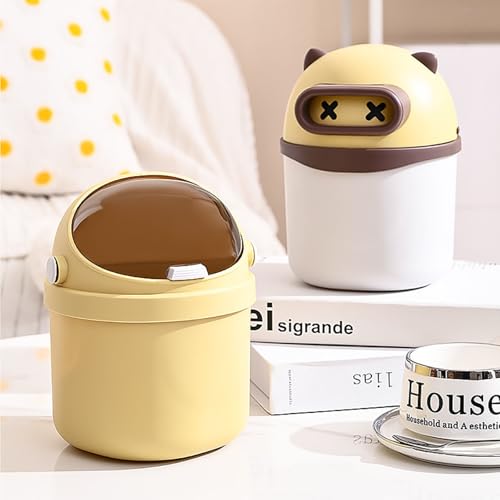 Suuwwn Mini mülleimer mit Deckel, 2 Stück Süße Cartoon Tisch Mülleimer Mini Tischmülleimer mit Deckel Papierkorb mit Deckel Mülleimer Badezimmer für Zuhause Büro Wohnzimmer von Suuwwn