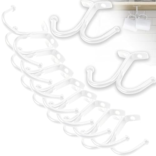 Suuwwn Tassenhalter Schrank,10 Pcs Tassenständer Tassenregal Mug Halter Haken Tasse Aufbewahrung Tasse Halterung Kaffeetasse Halter Tassenhalter Regal für Tassen Becher Küchenutensilien (Weiß) von Suuwwn