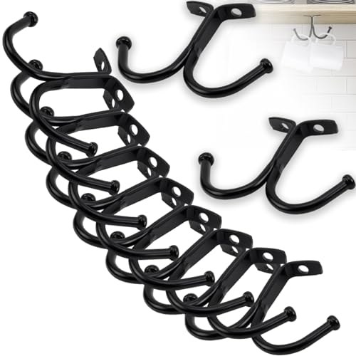 Suuwwn Tassenhalter Schrank,10 Pcs Tassenständer Tassenregal Mug Halter Haken Tasse Aufbewahrung Tasse Halterung Kaffeetasse Halter Tassenhalter Regal für Tassen Becher Küchenutensilien (Schwarz) von Suuwwn
