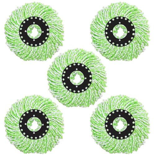 Suuwwn Wischmop Ersatzkopf Bodenwischer Ersatzkopf Rotation Disc Mop Ersatzköpfe rund Wischmop Ersatzkopf Disc Mop Ersatz Mikrofaser Wischpad Wechselbarer Ersatzmop Spin Mop Reinigung Pads 5pcs von Suuwwn