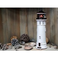 Handgemachter Keramik Leuchtturm Kerzenhalter - Point Vincente Usa. Einzigartige Wohndekoration Souvenir Geburtstag Weihnachtsgeschenke. Handarbeit von SuvenaArt