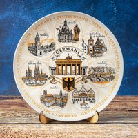 Deutschland Teller. Gold Style Hängende Wand Porzellan Platte 20 cm Dekoratives Souvenir Mit Ständer Wandplatte von SuvenixCityPlates