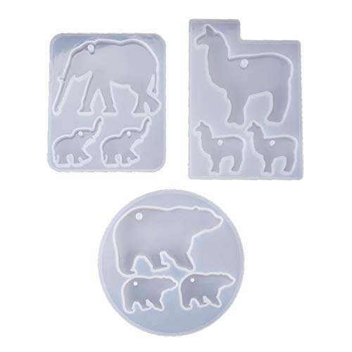 3 Stück Elefant Alpaka Bär Schlüsselbund Silikon Mold Set Silikonform Epoxidharz Resin Silikonform Mold Gießform, Silikonform von Suweqi