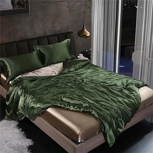 Seiden-Spannbettlaken, 4-teiliges Set, europäischer Stil, einfarbig, Maulbeerseide, Satin, Bettbezug, Sommer-Bettwäsche, Armee, EN8, Gold 19, B 180 x 200 cm, 4-teiliges Set Seiden-Spannbettlaken, 4-teiliges Set, europäischer Stil, einfarbig, Maulbeerseide, Satin, Bettbezug, Sommer-Bettwäsche, Armee, EN8, Gold 19, B 180 x 200 cm, 4-teiliges Set von Suwequest