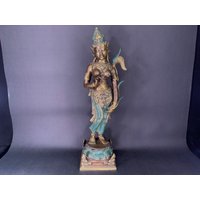 Dewi Sri Bronze Statue Lakshmi Skulptur Reis Pflanze Göttin Figur Home Decor Geschenke von SuwetaArtShop