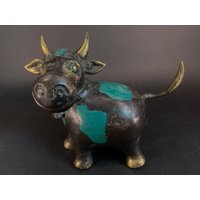 Kuh Bronze Statue Tier Skulptur Stier Statue, Home Decor von SuwetaArtShop