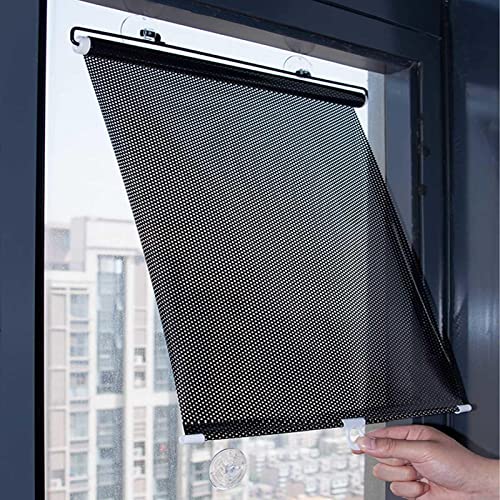 Einziehbare Verdunkelungsrollos,Saugnapf Sonnenschutzrollos Für Fenster,Temporäre Jalousien,Wärmeisolierte Vorhänge Für Haus/Büro,Sichtschutz Dachfenster Rollo,Ohne Bohren,Black-50×125cm(19.7*49.2in) von Suwooy