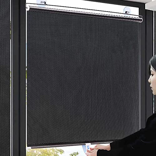 Einziehbarer Sonnenschutzrollos Für Balkon,Verdunkelungsrollos Mit Saugnäpfen,Thermische Fenstervorhänge Für Dachfenster Dachfenster,Temporäre Jalousien Ohne Bohren,Black-50×125cm(19.7 * 49.2in) von Suwooy