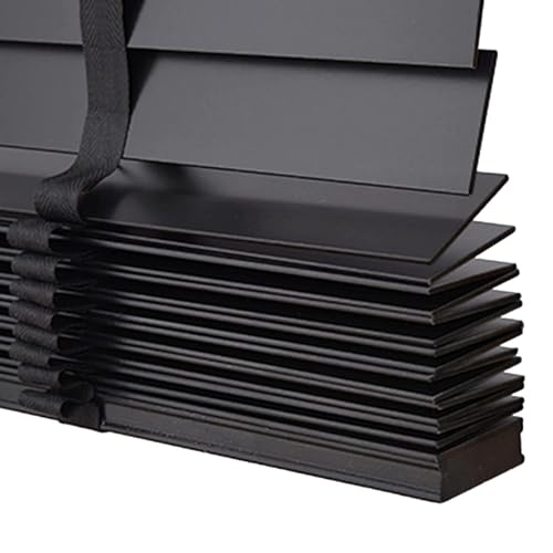 Jalousien Aus Holz Schwarz,Jalousette 45cm 50cm 60cm 70cm 80cm 90cm 100cm 110cm 120cm Breite Horizontal Jalousie,Massivholz Jalousetten Innen Außen,Verdunkelung/Sichtschutz,W×H-105x150cm/41x59in von Suwooy
