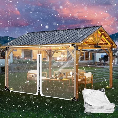 Outdoorvorhänge,Wasserdichte Transparente Pvc Planen Seitenteile,Mit Reißverschluss,Durchsichtige Planenvorhänge,Mit Ösen,Wetterfeste Abdeckplanen,Für Pergola,Pavillon,1Zip-4.6×2.5m(15.1*8.2ft) von Suwooy