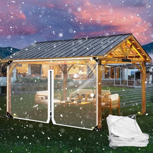 Outdoorvorhänge,Wasserdichte Transparente Pvc Planen Seitenteile,Mit Reißverschluss,Durchsichtige Planenvorhänge,Mit Ösen,Wetterfeste Abdeckplanen,Für Pergola,Pavillon,1Zip-4×2.5m(13.1*8.2ft) von Suwooy