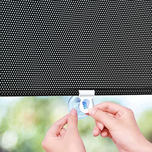 Saugnapfes Rollo Für Fenster, Sonnenschutz Verdunkelungsrollos, Einziehbare Dachfensterrollo, Tragbare Temporäre Jalousien, Sichtschutzvorhänge, Thermorollo Ohne Bohren,Black-58×125cm(22.8*49.2in) von Suwooy