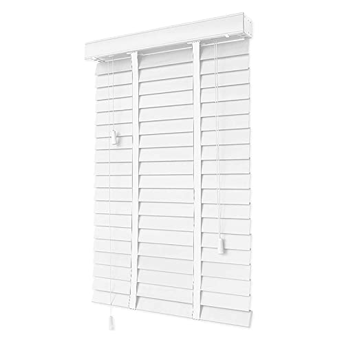 Suwooy Jalousette Holz Weiß,50mm Lamellen,Horizontale Jalousien,Für Fenster,Jalousie Aus Echtholz Innen Außen,Sonnenschutz/Sichtschutz Jalousetten,Leicht Anzubringende Vorhänge,W×H-80x100cm/31.5x39in von Suwooy
