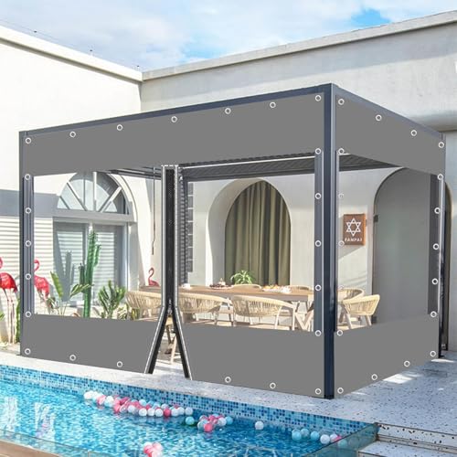Suwooy Outdoorvorhänge,Graue Transparente Seitenteile Aus Plane Mit Reißverschluss,wasserdichte Durchsichtige Planenvorhänge Für Pergola,Pavillon,0,3mm PVC Kunststoffplane,Mit Ösen Suwooy Outdoorvorhänge,Graue Transparente Seitenteile Aus Plane Mit Reißverschluss,wasserdichte Durchsichtige Planenvorhänge Für Pergola,Pavillon,0,3mm PVC Kunststoffplane,Mit Ösen von Suwooy