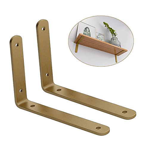Suwooy Retro Wandregalhalter-Goldene Regal Unterstützung-Industrielle Regalkonsole,L-Förmige Winkelhalterung Zur Befestigung des Regalwinkel,10×8Cm,15×10Cm,20×12Cm,25×15Cm,15×10cm/5.9in×3.9in Suwooy Retro Wandregalhalter-Goldene Regal Unterstützung-Industrielle Regalkonsole,L-Förmige Winkelhalterung Zur Befestigung des Regalwinkel,10×8Cm,15×10Cm,20×12Cm,25×15Cm,15×10cm/5.9in×3.9in von Suwooy
