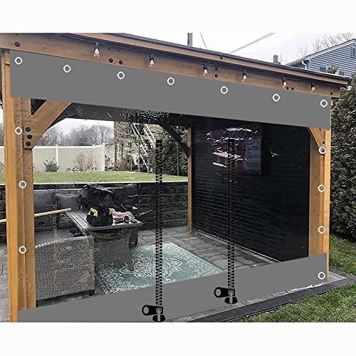 Wasserdichte Transparent Planenvorhänge,Pvc Durchsichtige Planen Seitenteile Für Außenbereich,Mit Reißverschluss,Pergola Veranda Pavillon Wetterfeste Trennvorhänge,Mit Ösen,L×H-1.5×2.2m(4.9*7.2ft) von Suwooy