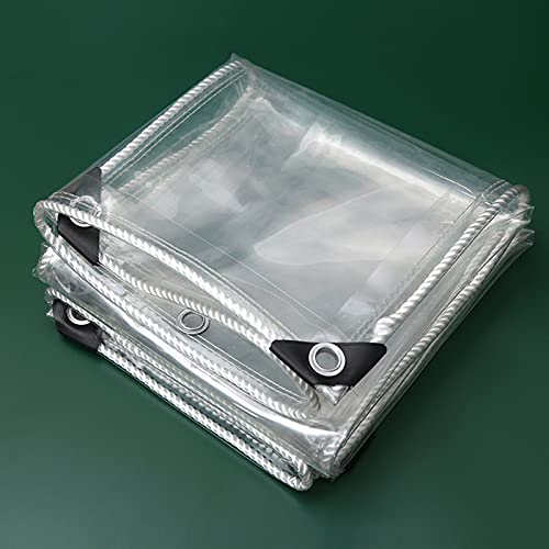 Wasserdichte Transparente PVC-plane, Wetterfeste Abdeckplanen, Planenabdeckung, Dicke 0,35 Mm, Plane Mit Ösen Und Seil, Verwendet Für Camping, Angeln, Gartenarbeit,Transparent-2.4×3m/94.5×118.1in von Suwooy