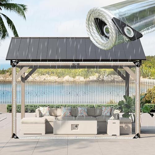 Wasserdichte Transparente Planen Seitenteile Mit Reißverschlusstür,Durchsichtige Outdoor Planenvorhänge Für Pergola,Pavillon,0,3mm Pvc Kunststoffplane Trennvorhänge,Mit Ösen,NoZip-4.8×3m(15.7*9.8ft) Wasserdichte Transparente Planen Seitenteile Mit Reißverschlusstür,Durchsichtige Outdoor Planenvorhänge Für Pergola,Pavillon,0,3mm Pvc Kunststoffplane Trennvorhänge,Mit Ösen,NoZip-4.8×3m(15.7*9.8ft) von Suwooy