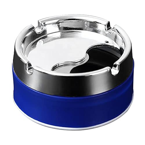 Aschenbecher FüR Draussen, Aschenbecher Mit Deckel, Edelstahl Rauchlose stillose Zigaretten Schale mit rotierenden Deckel blau von Suxdlan