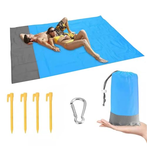 Strandmatte extra groß 79 x 83 Zoll Strand Decken wasserfeste sandsichere Picknickmatte mit Ankern und Aufbewahrungstasche für Camping, Wanderkits von Suxdlan