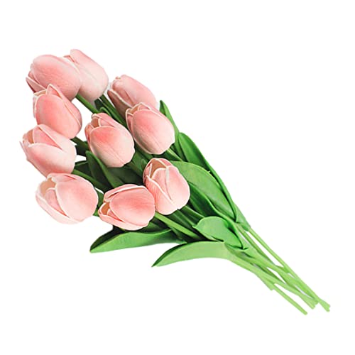 Suxdlan Künstliche Blumen, Tulpen, künstliche Blumen, Simulationsblumen, Latex-Material, fühlt Sich echt an, für Hochzeit, Party, Heimdekoration, Rosa von Suxdlan