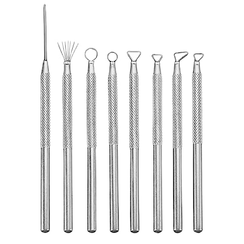 8-teiliges Modellierwerkzeug-Set für Tontöpferei, 2 Stück Tonnadel-Detailwerkzeuge und 6 Stück Töpferei-Schaber Modellierwerkzeuge 8-teiliges Modellierwerkzeug-Set für Tontöpferei, 2 Stück Tonnadel-Detailwerkzeuge und 6 Stück Töpferei-Schaber Modellierwerkzeuge von Suxgumoe