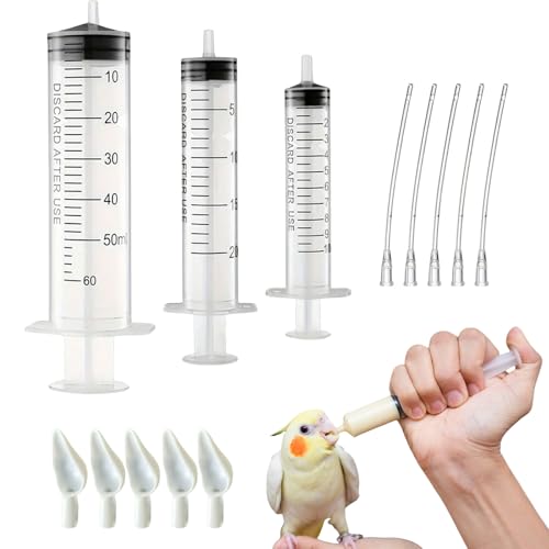 Suxgumoe Baby Bird Parrot Fütterungsspritze Set mit Gavage Röhrchen, Baby Vögel Papageienverfügung Spritzen Handfütterung Spritze zum Füttern von Milchvögeln Papageien Kleines von Suxgumoe