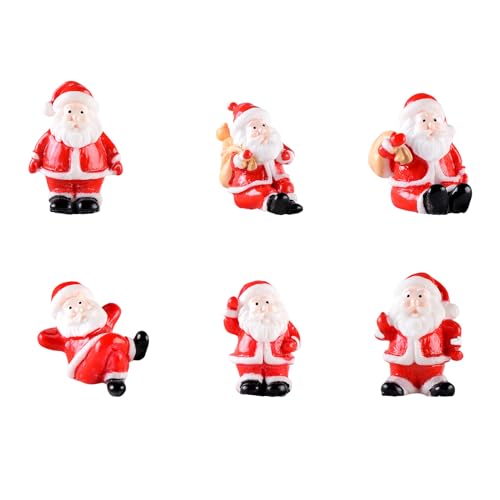 Weihnachtsmann Weihnachtsschmuck, 6 Stück Harz Weihnachten Miniaturen Weihnachtsmann Figuren für Xmas Dekoration Weihnachten Party Supplies von Suxgumoe