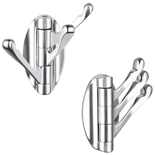 Suyar Badezimmer-Handtuchhaken, Metall, drehbar, Kleiderhalter, Wandhaken mit 3 Klapparmen, Chrom, 2 Stück Suyar Badezimmer-Handtuchhaken, Metall, drehbar, Kleiderhalter, Wandhaken mit 3 Klapparmen, Chrom, 2 Stück von Suyar