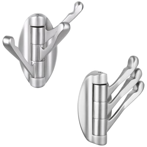 Suyar Handtuchhaken, gebürstetes Nickel, Metall, drehbar, Kleiderhaken für Badezimmer, Wandhaken mit 3 Armen, 2 Stück von Suyar