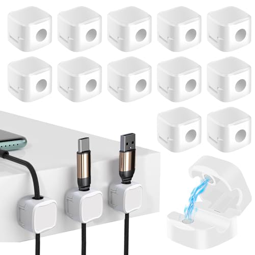 12 Stück Kabelhalter Magnetisch Datenkabel Organisator mit Magnet Ladekabel Halter Kabelhalter Selbstklebend Kabel Halter Magnetische Kabelhalter für Schreibtisch Nachttisch Ladekabel USB Audiokabel von Suynauetev