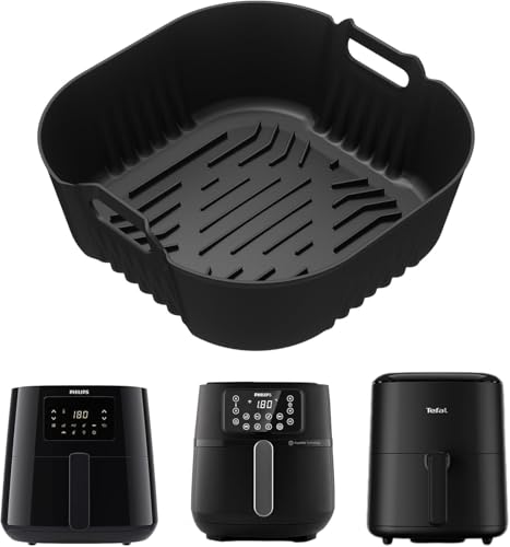 Suyoo Airfryer Silikonform für Philips XL 6.2L HD9270/90, Philips 5000 Serie XXL HD9285/90, Silikonkorb Hitze Airfryer Zubehör für COSORI 4.7L, Wiederverwendbares Airfryer Zubehör von Suyoo